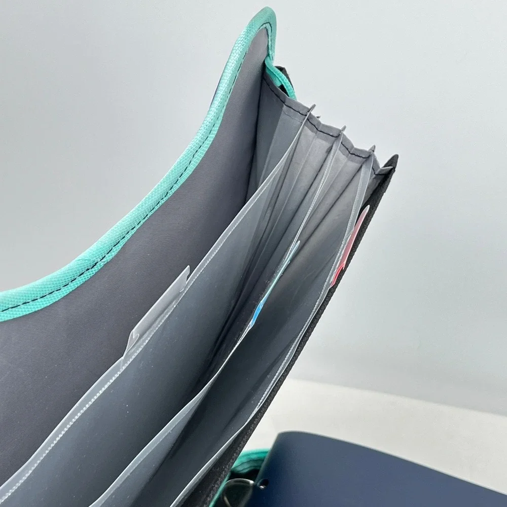 Five Star Zip Side Binder 3 Tab Expanding File Purple Black Teal 3-Ring Binder